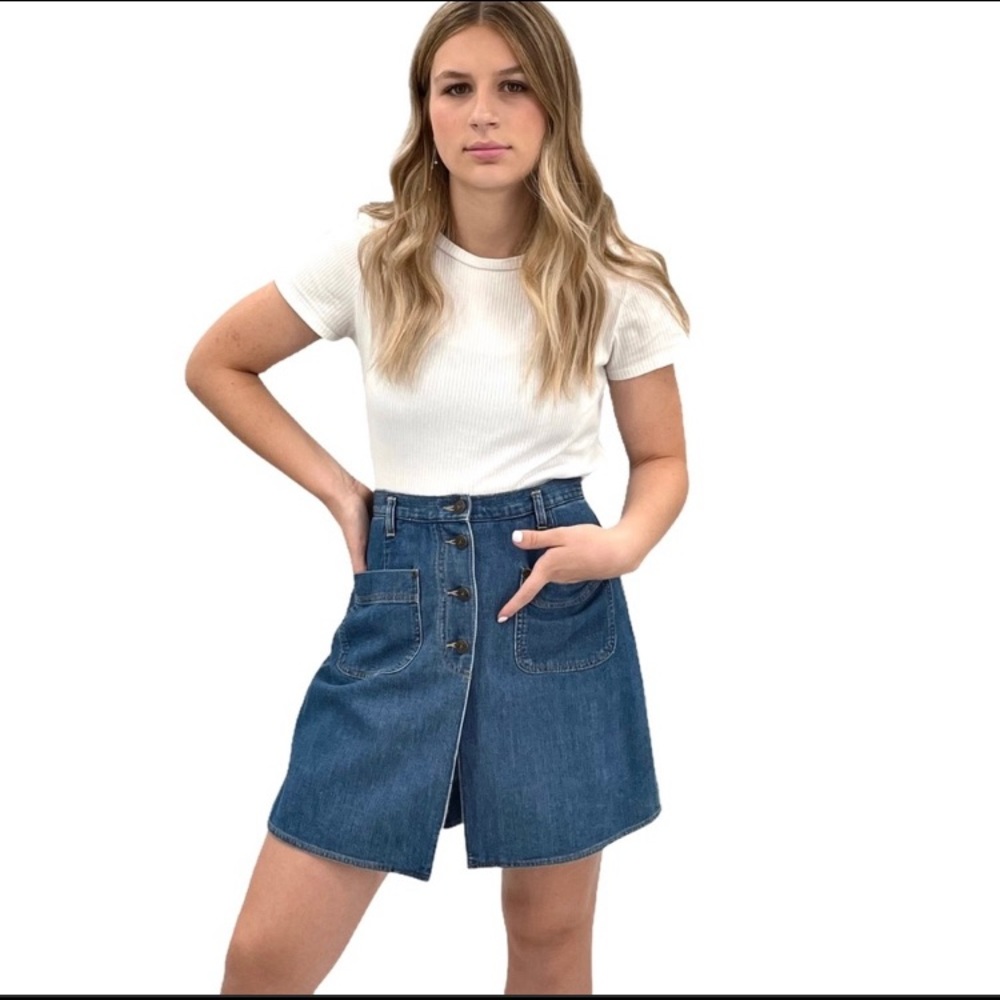 Vintage 90s LizWear Button Front Skort Soft Denim Med Wash